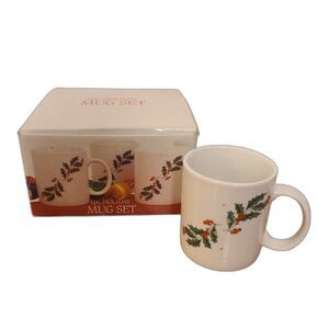 Alco Industries Holiday Mug Set 3-Piece Holly Leaves and Berries No 1149